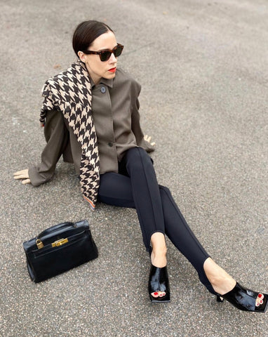 Tina Lundin wearing Essentials Unlined Beige by Handsome Stockholm